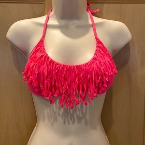 Victoria's Secret hot pink fringe swim suit top M